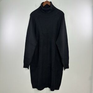 PRETTYLITTLETHING‎ High Neck Soft Knit Ribbed Sweater Dress Plus Size XXL Black